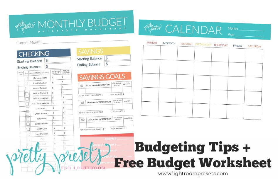 Budgeting Worksheets - FREE - Pretty Lightroom Presets