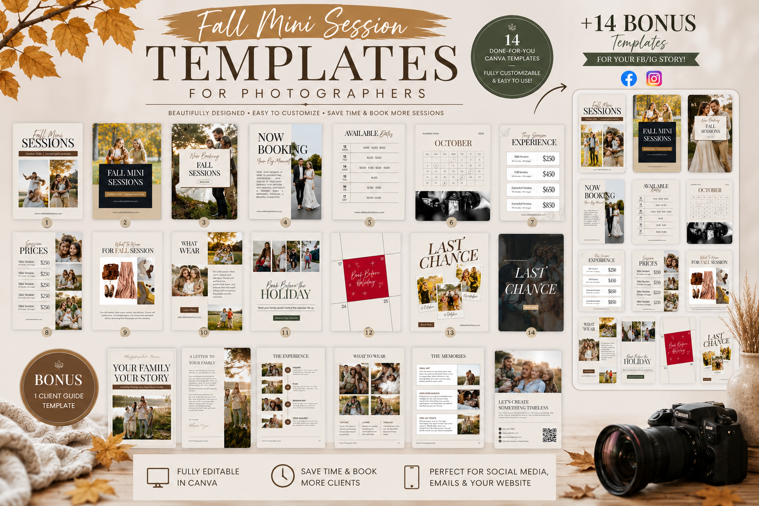 Fall Canva Marketing Bundle with Pricing Guide