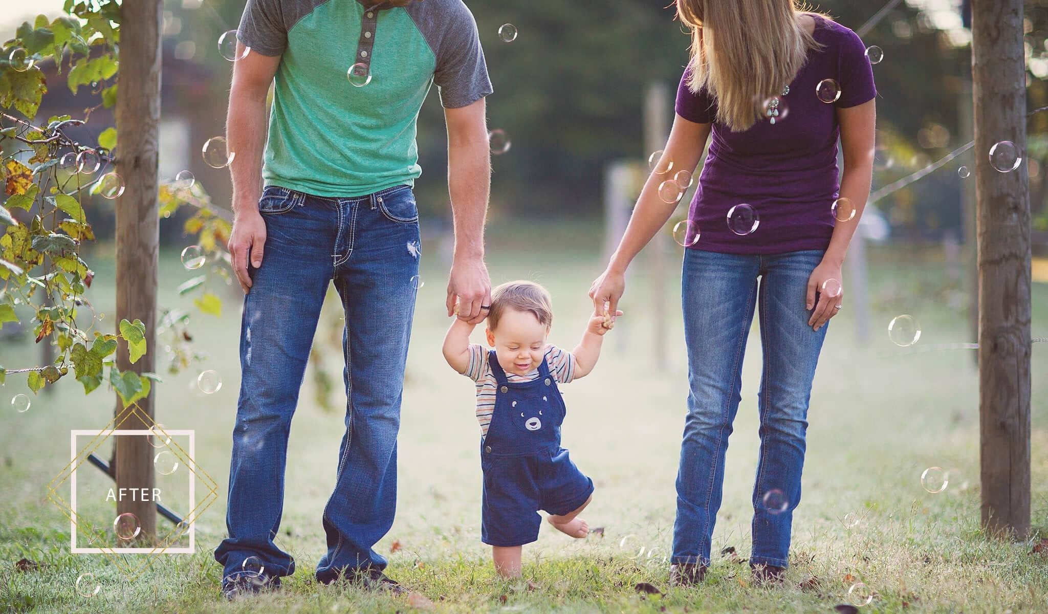 Photoshop Bubble Overlays on family photograph